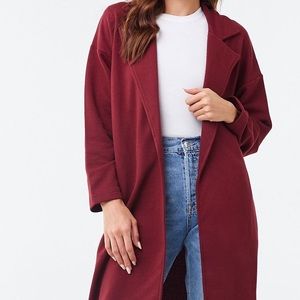 burgundy forever 21 long jacket